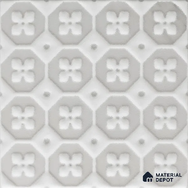 Subway Wall & Floor Handmade Tile TL 05861 C Floral Octagon Frost Bloom 148 mm x 148 mm Vitrified - 9 mm | 4 Random Patterns | Suitable For Kitchen, Accent/Feature Wall, Bathroom