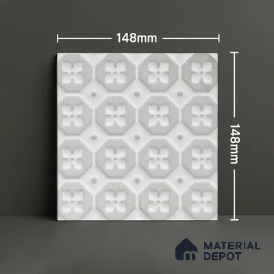 Subway Wall & Floor Handmade Tile TL 05861 C Floral Octagon Frost Bloom 148 mm x 148 mm Vitrified - 9 mm | 4 Random Patterns | Suitable For Kitchen, Accent/Feature Wall, Bathroom