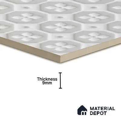 Subway Wall & Floor Handmade Tile TL 05861 C Floral Octagon Frost Bloom 148 mm x 148 mm Vitrified - 9 mm | 4 Random Patterns | Suitable For Kitchen, Accent/Feature Wall, Bathroom