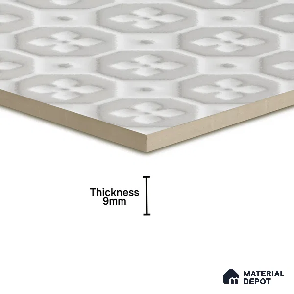 Subway Wall & Floor Handmade Tile TL 05861 C Floral Octagon Frost Bloom 148 mm x 148 mm Vitrified - 9 mm | 4 Random Patterns | Suitable For Kitchen, Accent/Feature Wall, Bathroom
