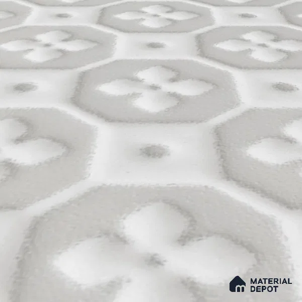 Subway Wall & Floor Handmade Tile TL 05861 C Floral Octagon Frost Bloom 148 mm x 148 mm Vitrified - 9 mm | 4 Random Patterns | Suitable For Kitchen, Accent/Feature Wall, Bathroom