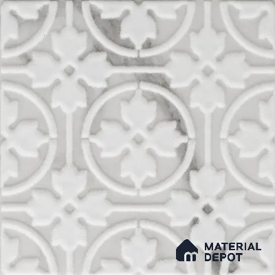 Subway Wall & Floor Handmade Tile TL 05861 D Floral Rings Frost Bloom 148 mm x 148 mm Vitrified - 9 mm | 4 Random Patterns | Suitable For Kitchen, Accent/Feature Wall, Bathroom