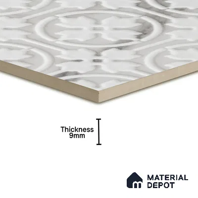 Subway Wall & Floor Handmade Tile TL 05861 D Floral Rings Frost Bloom 148 mm x 148 mm Vitrified - 9 mm | 4 Random Patterns | Suitable For Kitchen, Accent/Feature Wall, Bathroom