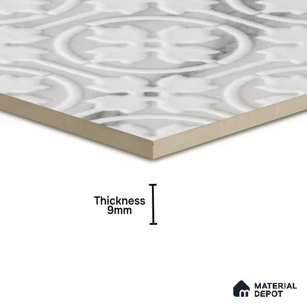Subway Wall & Floor Handmade Tile TL 05861 D Floral Rings Frost Bloom 148 mm x 148 mm Vitrified - 9 mm | 4 Random Patterns | Suitable For Kitchen, Accent/Feature Wall, Bathroom
