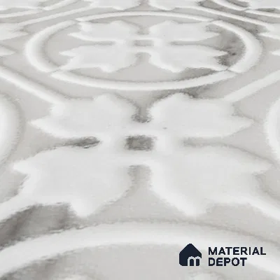 Subway Wall & Floor Handmade Tile TL 05861 D Floral Rings Frost Bloom 148 mm x 148 mm Vitrified - 9 mm | 4 Random Patterns | Suitable For Kitchen, Accent/Feature Wall, Bathroom