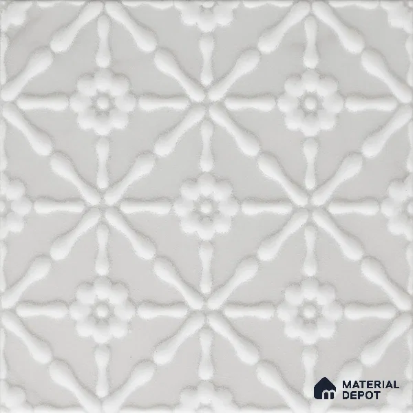 Subway Wall & Floor Handmade Tile TL 05861 Floral Burst Frost Bloom 148 mm x 148 mm Vitrified - 9 mm | 4 Random Patterns | Suitable For Kitchen, Accent/Feature Wall, Bathroom