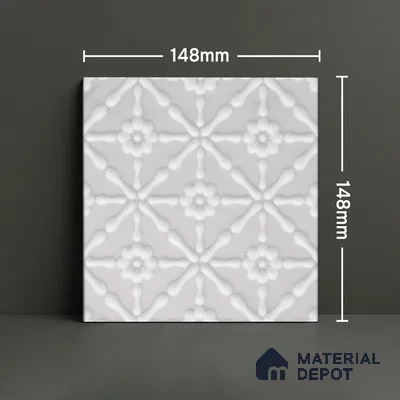 Subway Wall & Floor Handmade Tile TL 05861 Floral Burst Frost Bloom 148 mm x 148 mm Vitrified - 9 mm | 4 Random Patterns | Suitable For Kitchen, Accent/Feature Wall, Bathroom