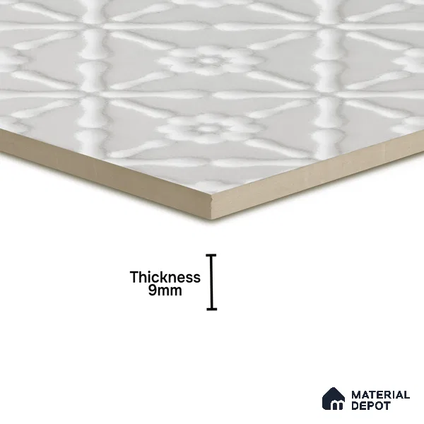 Subway Wall & Floor Handmade Tile TL 05861 Floral Burst Frost Bloom 148 mm x 148 mm Vitrified - 9 mm | 4 Random Patterns | Suitable For Kitchen, Accent/Feature Wall, Bathroom