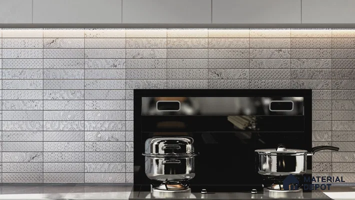 Subway Wall & Floor Handmade Tile TL 05862 C Paisley Swirls Pearl Paisley 297 mm x 72 mm Vitrified - 9 mm | 4 Random Patterns | Suitable For Kitchen, Accent/Feature Wall, Bathroom