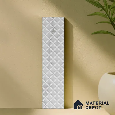 Subway Wall & Floor Handmade Tile TL 05862 B Diamond Mesh Pearl Paisley 297 mm x 72 mm Vitrified - 9 mm | 4 Random Patterns | Suitable For Kitchen, Accent/Feature Wall, Bathroom
