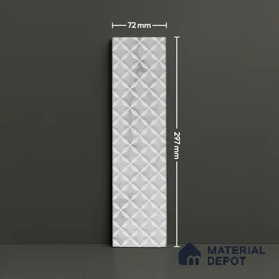 Subway Wall & Floor Handmade Tile TL 05862 B Diamond Mesh Pearl Paisley 297 mm x 72 mm Vitrified - 9 mm | 4 Random Patterns | Suitable For Kitchen, Accent/Feature Wall, Bathroom
