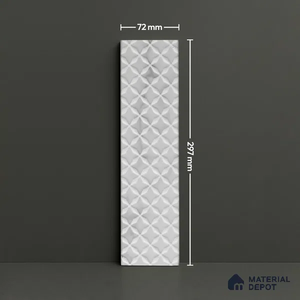 Subway Wall & Floor Handmade Tile TL 05862 B Diamond Mesh Pearl Paisley 297 mm x 72 mm Vitrified - 9 mm | 4 Random Patterns | Suitable For Kitchen, Accent/Feature Wall, Bathroom