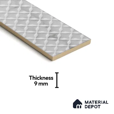 Subway Wall & Floor Handmade Tile TL 05862 B Diamond Mesh Pearl Paisley 297 mm x 72 mm Vitrified - 9 mm | 4 Random Patterns | Suitable For Kitchen, Accent/Feature Wall, Bathroom