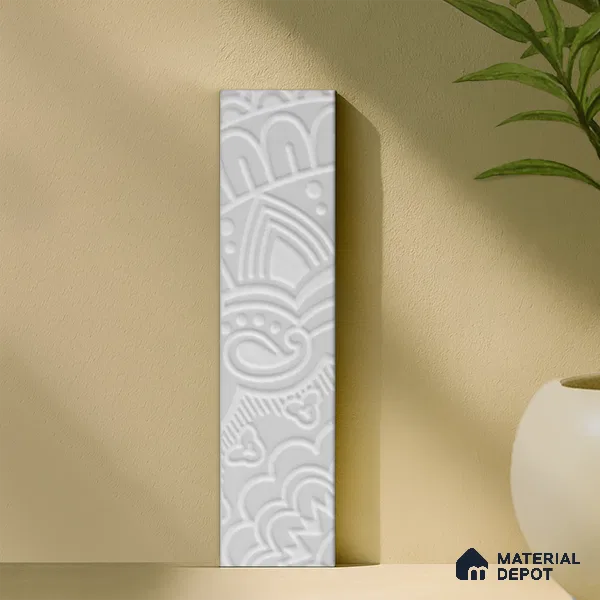 Subway Wall & Floor Handmade Tile TL 05862 C Paisley Swirls Pearl Paisley 297 mm x 72 mm Vitrified - 9 mm | 4 Random Patterns | Suitable For Kitchen, Accent/Feature Wall, Bathroom
