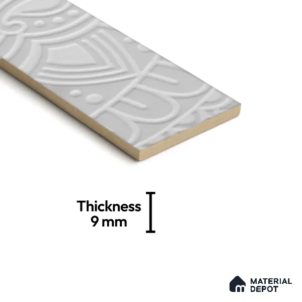 Subway Wall & Floor Handmade Tile TL 05862 C Paisley Swirls Pearl Paisley 297 mm x 72 mm Vitrified - 9 mm | 4 Random Patterns | Suitable For Kitchen, Accent/Feature Wall, Bathroom