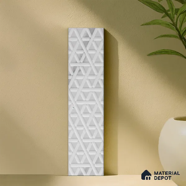 Subway Wall & Floor Handmade Tile TL 05862 D Basket Weave Pearl Paisley 297 mm x 72 mm Vitrified - 9 mm | 4 Random Patterns | Suitable For Kitchen, Accent/Feature Wall, Bathroom