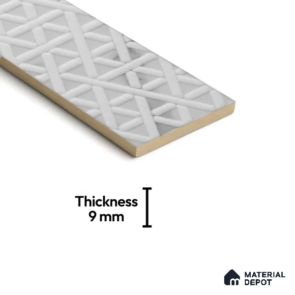 Subway Wall & Floor Handmade Tile TL 05862 D Basket Weave Pearl Paisley 297 mm x 72 mm Vitrified - 9 mm | 4 Random Patterns | Suitable For Kitchen, Accent/Feature Wall, Bathroom