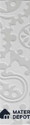 Subway Wall & Floor Handmade Tile TL 05862 Ornate Curve Pearl Paisley 297 mm x 72 mm Vitrified - 9 mm | 4 Random Patterns | Suitable For Kitchen, Accent/Feature Wall, Bathroom