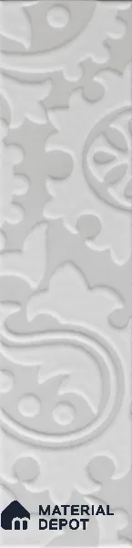 Subway Wall & Floor Handmade Tile TL 05862 Ornate Curve Pearl Paisley 297 mm x 72 mm Vitrified - 9 mm | 4 Random Patterns | Suitable For Kitchen, Accent/Feature Wall, Bathroom