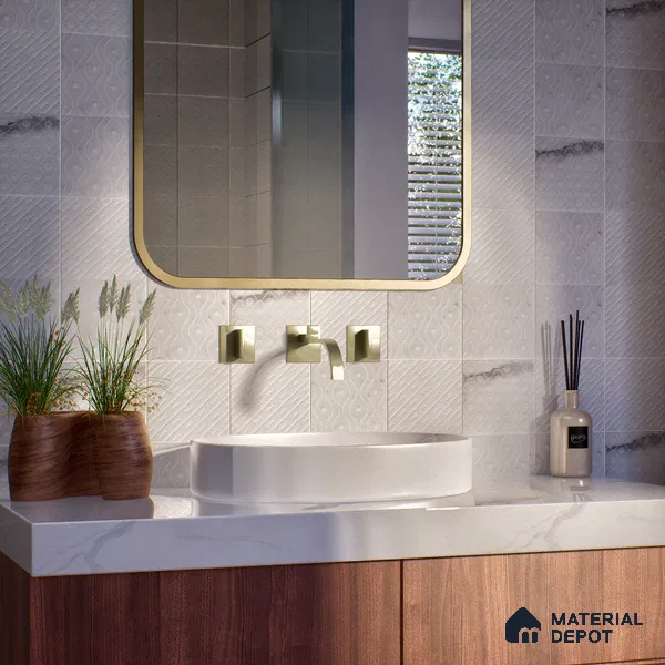 Subway Wall & Floor Handmade Tile TL 05863 Ripple Bliss 96 mm x 96 mm Vitrified - 9 mm | Random Mix Patterns | Suitable For Kitchen, Bathroom, Dining Area
