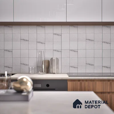 Subway Wall & Floor Handmade Tile TL 05863 Ripple Bliss 96 mm x 96 mm Vitrified - 9 mm | Random Mix Patterns | Suitable For Kitchen, Bathroom, Dining Area