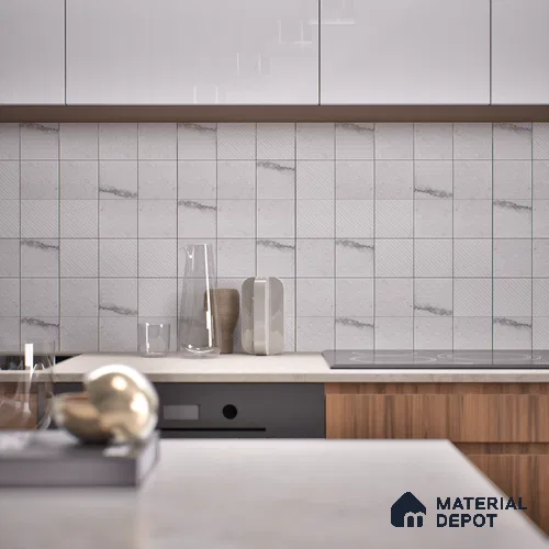Subway Wall & Floor Handmade Tile TL 05863 Ripple Bliss 96 mm x 96 mm Vitrified - 9 mm | Random Mix Patterns | Suitable For Living Room, Bedroom, Kitchen