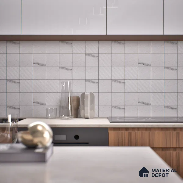 Subway Wall & Floor Handmade Tile TL 05863 Ripple Bliss 96 mm x 96 mm Vitrified - 9 mm | Random Mix Patterns | Suitable For Kitchen, Bathroom, Dining Area