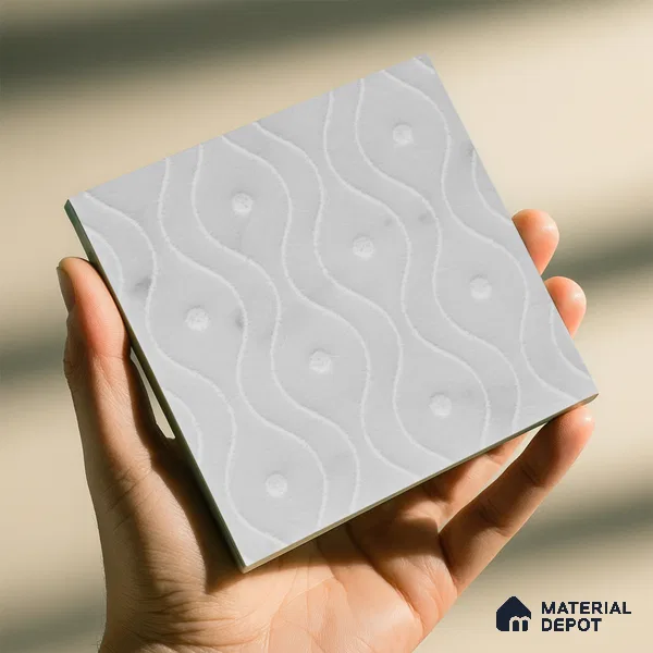 Subway Wall & Floor Handmade Tile TL 05863 Ripple Bliss 96 mm x 96 mm Vitrified - 9 mm | Random Mix Patterns | Suitable For Kitchen, Bathroom, Dining Area
