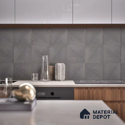 Subway Wall & Floor Tile TL 05921 Wave Line Wave Gray 148 mm x 148 mm Vitrified - 9 mm | Random Mix Patterns | Suitable For Kitchen, Accent/Feature Wall, Bathroom