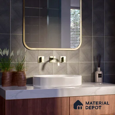 Subway Wall & Floor Tile TL 05921 Wave Line Wave Gray 148 mm x 148 mm Vitrified - 9 mm | Random Mix Patterns | Suitable For Kitchen, Accent/Feature Wall, Bathroom