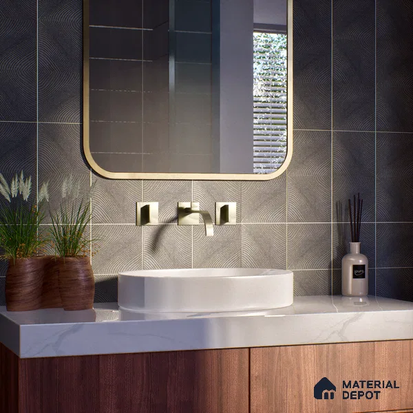 Subway Wall & Floor Tile TL 05921 Wave Line Wave Gray 148 mm x 148 mm Vitrified - 9 mm | Random Mix Patterns | Suitable For Kitchen, Accent/Feature Wall, Bathroom
