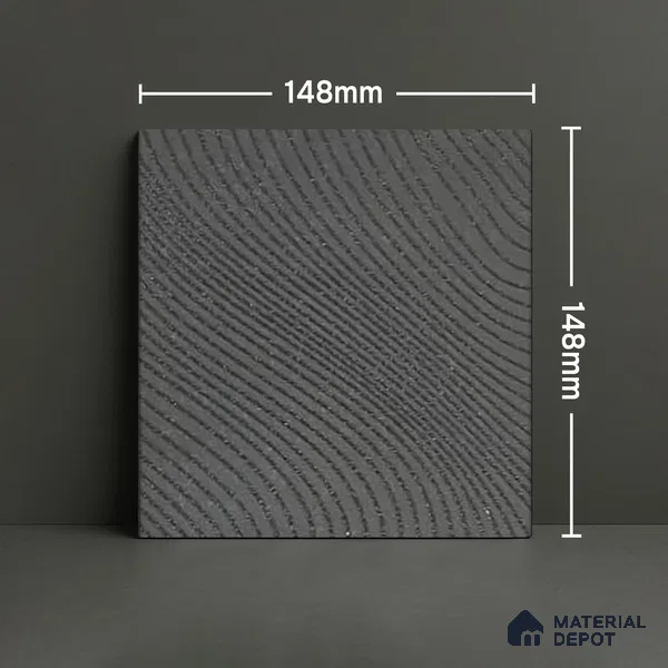 Subway Wall & Floor Tile TL 05921 Wave Line Wave Gray 148 mm x 148 mm Vitrified - 9 mm | Random Mix Patterns | Suitable For Kitchen, Accent/Feature Wall, Bathroom