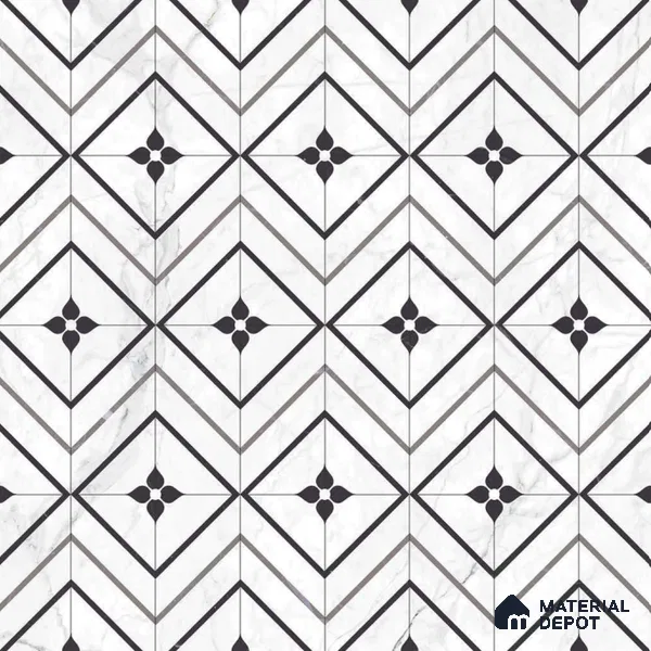 Moroccan Look Floor & Wall Tile TL 06149 Alya 2 ft x 2 ft Sinker Finish Vitrified Tile - 9 mm | Suitable For Kitchen, Accent/Feature Wall, Bathroom | Please Expect a Slight Variation of Pattern
