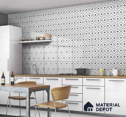 Moroccan Look Floor & Wall Tile TL 06149 Alya 2 ft x 2 ft Sinker Finish Vitrified Tile - 9 mm | Suitable For Kitchen, Accent/Feature Wall, Bathroom | Please Expect a Slight Variation of Pattern
