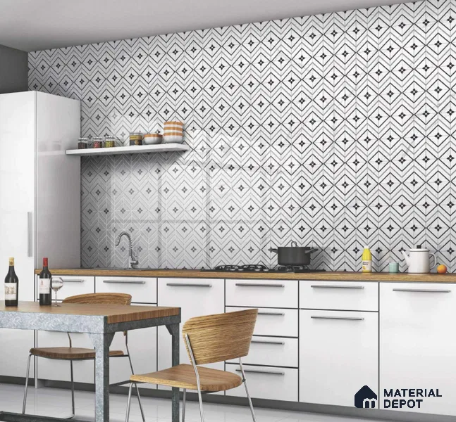 Moroccan Look Floor & Wall Tile TL 06149 Alya 2 ft x 2 ft Sinker Finish Vitrified Tile - 9 mm | Suitable For Kitchen, Accent/Feature Wall, Bathroom | Please Expect a Slight Variation of Pattern