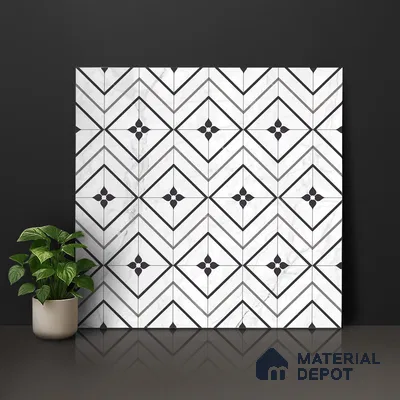 Moroccan Look Floor & Wall Tile TL 06149 Alya 2 ft x 2 ft Sinker Finish Vitrified Tile - 9 mm | Suitable For Kitchen, Accent/Feature Wall, Bathroom | Please Expect a Slight Variation of Pattern