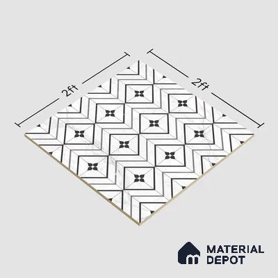 Moroccan Look Floor & Wall Tile TL 06149 Alya 2 ft x 2 ft Sinker Finish Vitrified Tile - 9 mm | Suitable For Kitchen, Accent/Feature Wall, Bathroom | Please Expect a Slight Variation of Pattern