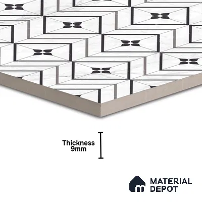 Moroccan Look Floor & Wall Tile TL 06149 Alya 2 ft x 2 ft Sinker Finish Vitrified Tile - 9 mm | Suitable For Kitchen, Accent/Feature Wall, Bathroom | Please Expect a Slight Variation of Pattern
