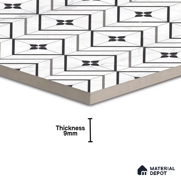 Moroccan Look Floor & Wall Tile TL 06149 Alya 2 ft x 2 ft Sinker Finish Vitrified Tile - 9 mm | Suitable For Kitchen, Accent/Feature Wall, Bathroom | Please Expect a Slight Variation of Pattern