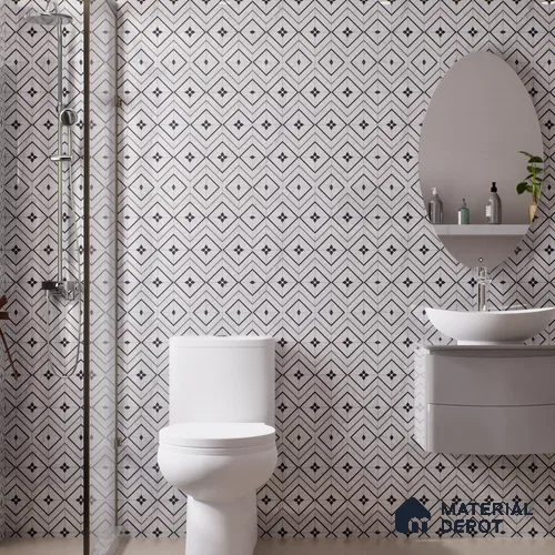 Moroccan Look Floor & Wall Tile TL 06149 Alya 2 ft x 2 ft Sinker Finish Vitrified Tile - 9 mm | Suitable For Kitchen, Accent/Feature Wall, Bathroom | Please Expect a Slight Variation of Pattern