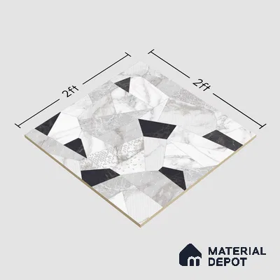 Moroccan Look Floor & Wall Tile TL 06150 Orion 2 ft x 2 ft Sinker Finish Vitrified Tile - 9 mm | Suitable For Kitchen, Living Room, Bedroom | Please Expect a Slight Variation of Pattern