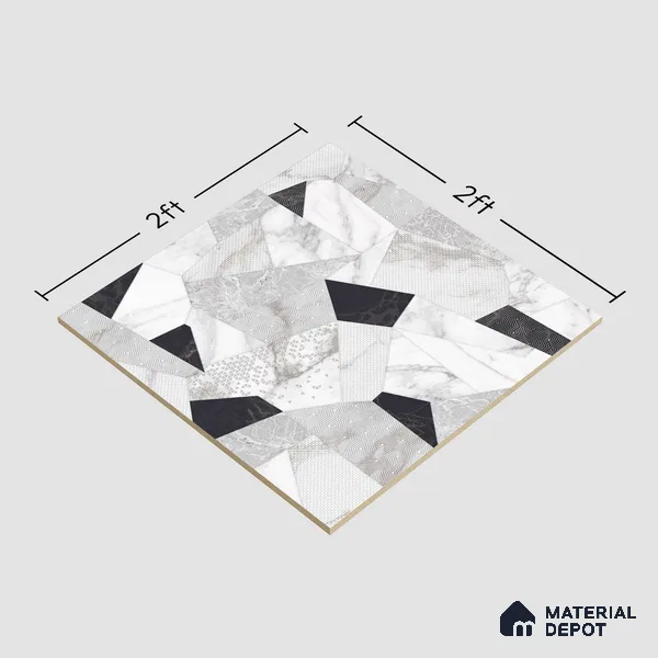 Moroccan Look Floor & Wall Tile TL 06150 Orion 2 ft x 2 ft Sinker Finish Vitrified Tile - 9 mm | Suitable For Kitchen, Living Room, Bedroom | Please Expect a Slight Variation of Pattern