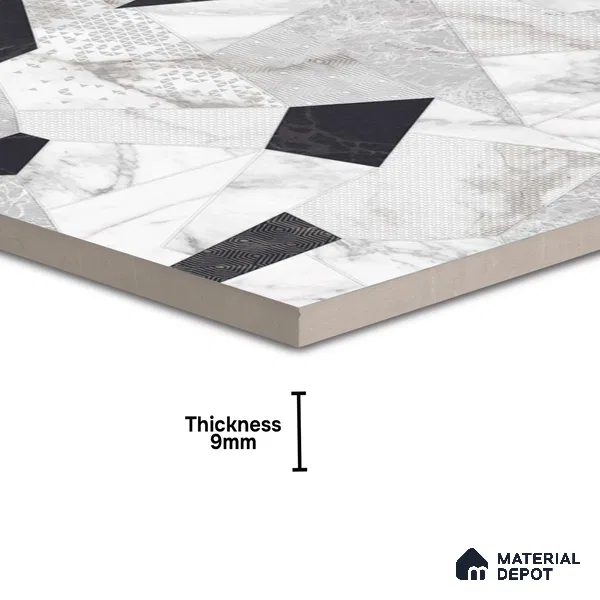 Moroccan Look Floor & Wall Tile TL 06150 Orion 2 ft x 2 ft Sinker Finish Vitrified Tile - 9 mm | Suitable For Kitchen, Living Room, Bedroom | Please Expect a Slight Variation of Pattern
