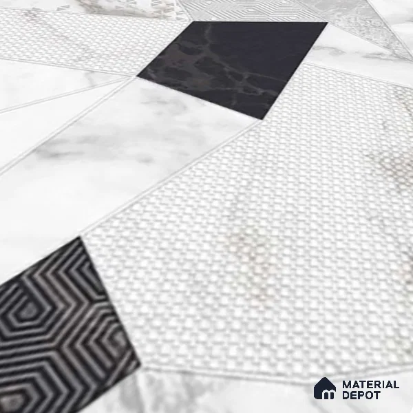 Moroccan Look Floor & Wall Tile TL 06150 Orion 2 ft x 2 ft Sinker Finish Vitrified Tile - 9 mm | Suitable For Kitchen, Living Room, Bedroom | Please Expect a Slight Variation of Pattern