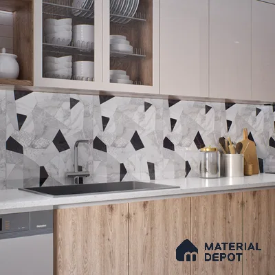 Moroccan Look Floor & Wall Tile TL 06150 Orion 2 ft x 2 ft Sinker Finish Vitrified Tile - 9 mm | Suitable For Kitchen, Living Room, Bedroom | Please Expect a Slight Variation of Pattern