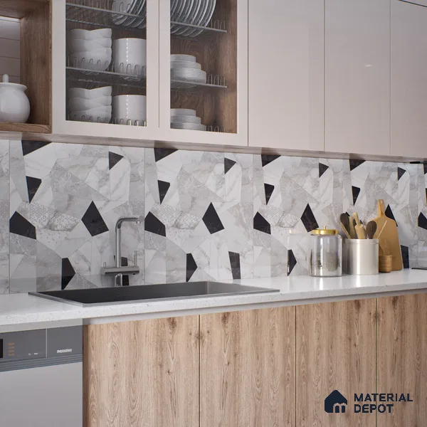 Moroccan Look Floor & Wall Tile TL 06150 Orion 2 ft x 2 ft Sinker Finish Vitrified Tile - 9 mm | Suitable For Kitchen, Living Room, Bedroom | Please Expect a Slight Variation of Pattern