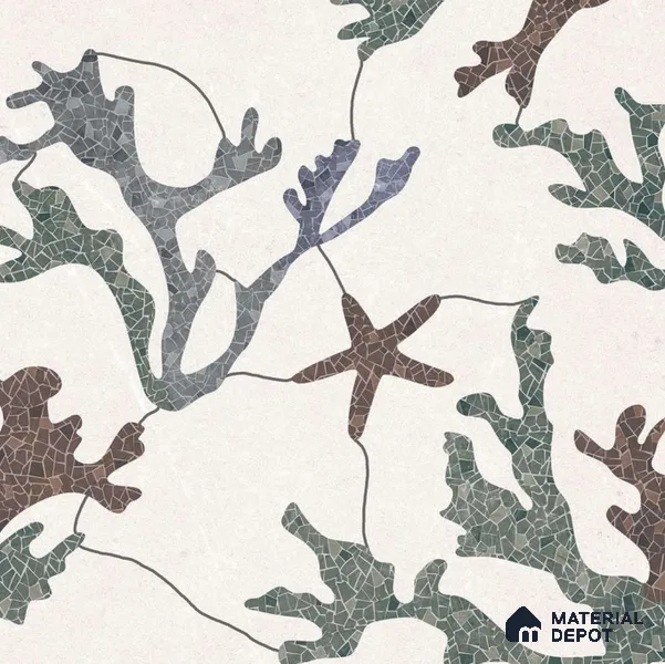 Patterned Look Floor & Wall Tile TL 06155 Alpha 2 ft x 2 ft Glitter Glossy Finish Vitrified Tile - 9 mm | Suitable For Living Room, Dining, Bathroom & Kitchen | Please Expect a Slight Variation of Pattern & Random Designs (Sample)