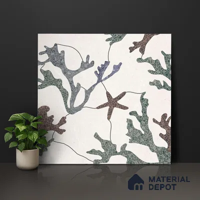 Patterned Look Floor & Wall Tile TL 06155 Alpha 2 ft x 2 ft Glitter Glossy Finish Vitrified Tile - 9 mm | Suitable For Living Room, Dining, Bathroom & Kitchen | Please Expect a Slight Variation of Pattern & Random Designs (Sample)