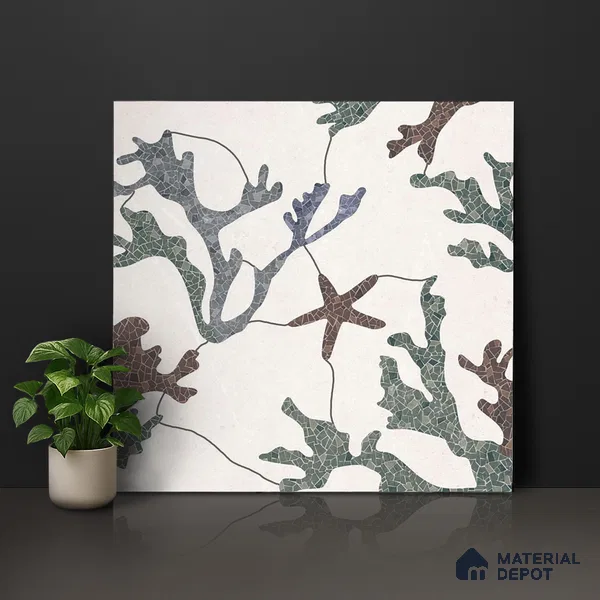 Patterned Look Floor & Wall Tile TL 06155 Alpha 2 ft x 2 ft Glitter Glossy Finish Vitrified Tile - 9 mm | Suitable For Living Room, Dining, Bathroom & Kitchen | Please Expect a Slight Variation of Pattern & Random Designs (Sample)