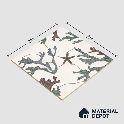 Patterned Look Floor & Wall Tile TL 06155 Alpha 2 ft x 2 ft Glitter Glossy Finish Vitrified Tile - 9 mm | Suitable For Living Room, Dining, Bathroom & Kitchen | Please Expect a Slight Variation of Pattern & Random Designs (Sample)
